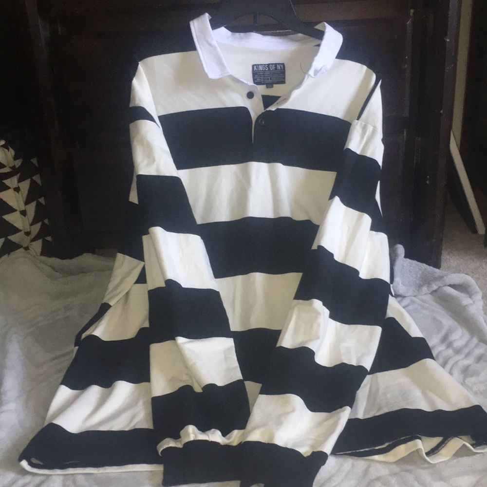 Black and off-white rugby shirt